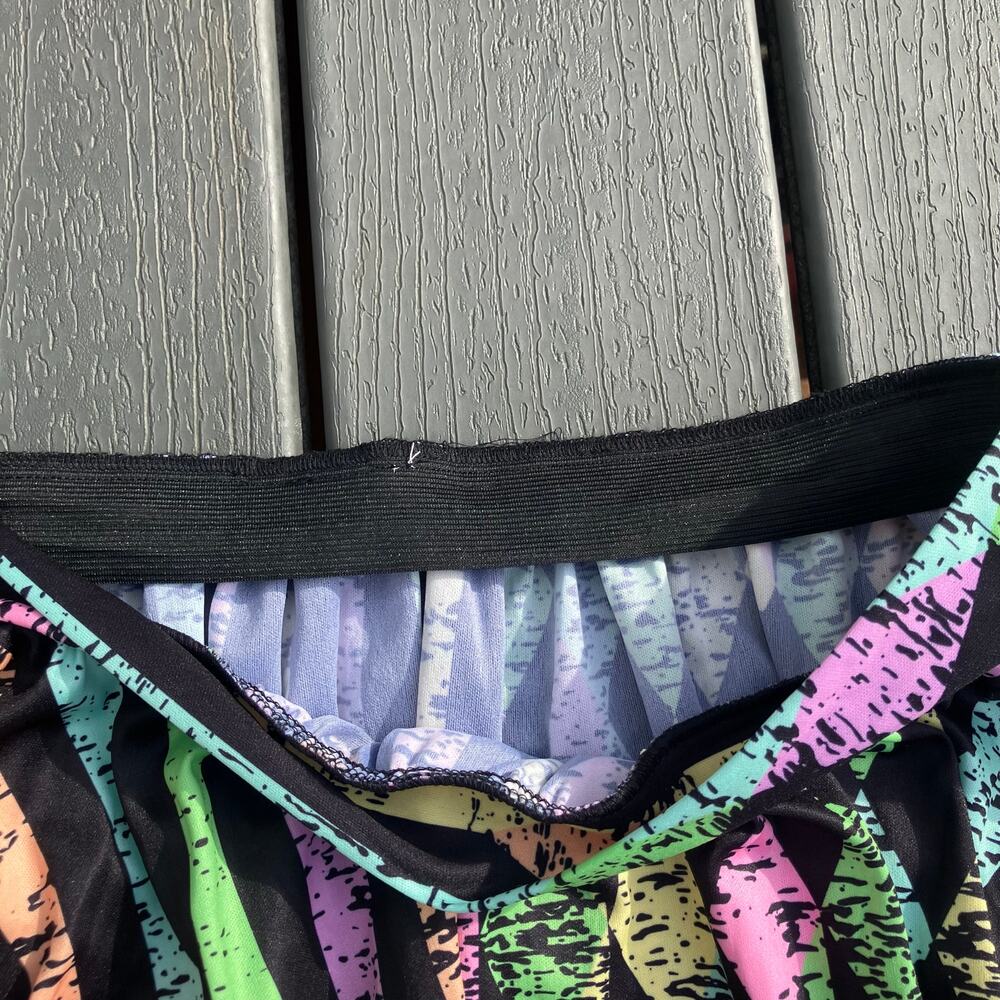 Colorful micro mini skirt, ravewear festival EDM hippie diamond stripes - Picture 5 of 5